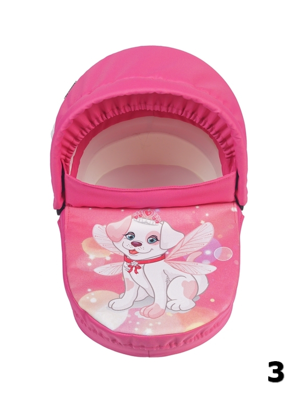 Laila Magic - a pink pram for dolls with a dog